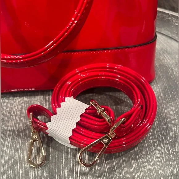 Women red fancy shoulder bag/10x7x5in - Picture 2 of 10